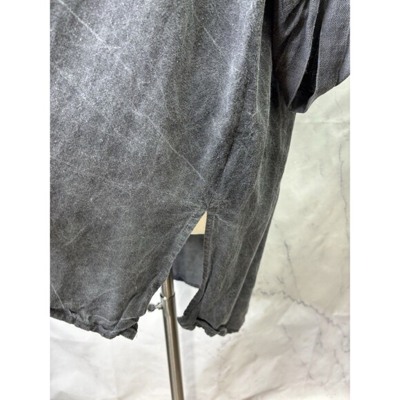 Caroline Rose Tunic Blouse Women 1X Gray Linen Relaxed Lagenlook Hi Low Boho - Picture 8 of 16